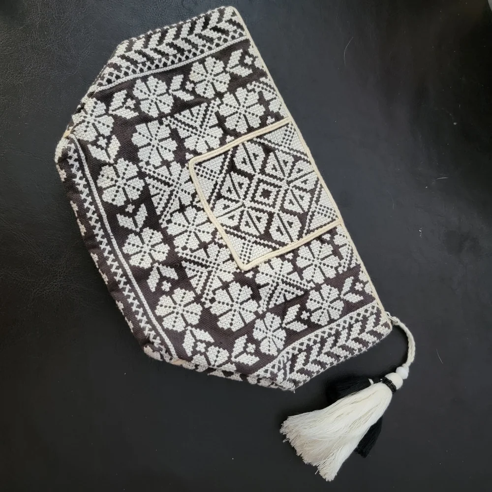 Star Mela woven embroidered fabric zipper pouch
